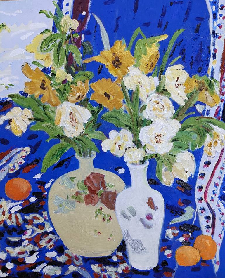 flower and vase Painting by 傅 仪 | Saatchi Art