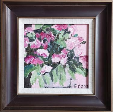 Original Art Deco Floral Painting by 傅 仪