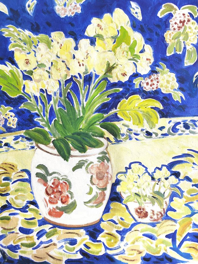 Original Art Deco Floral Paintings by 傅 仪