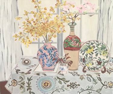 Original Art Deco Still Life Paintings by 傅 仪