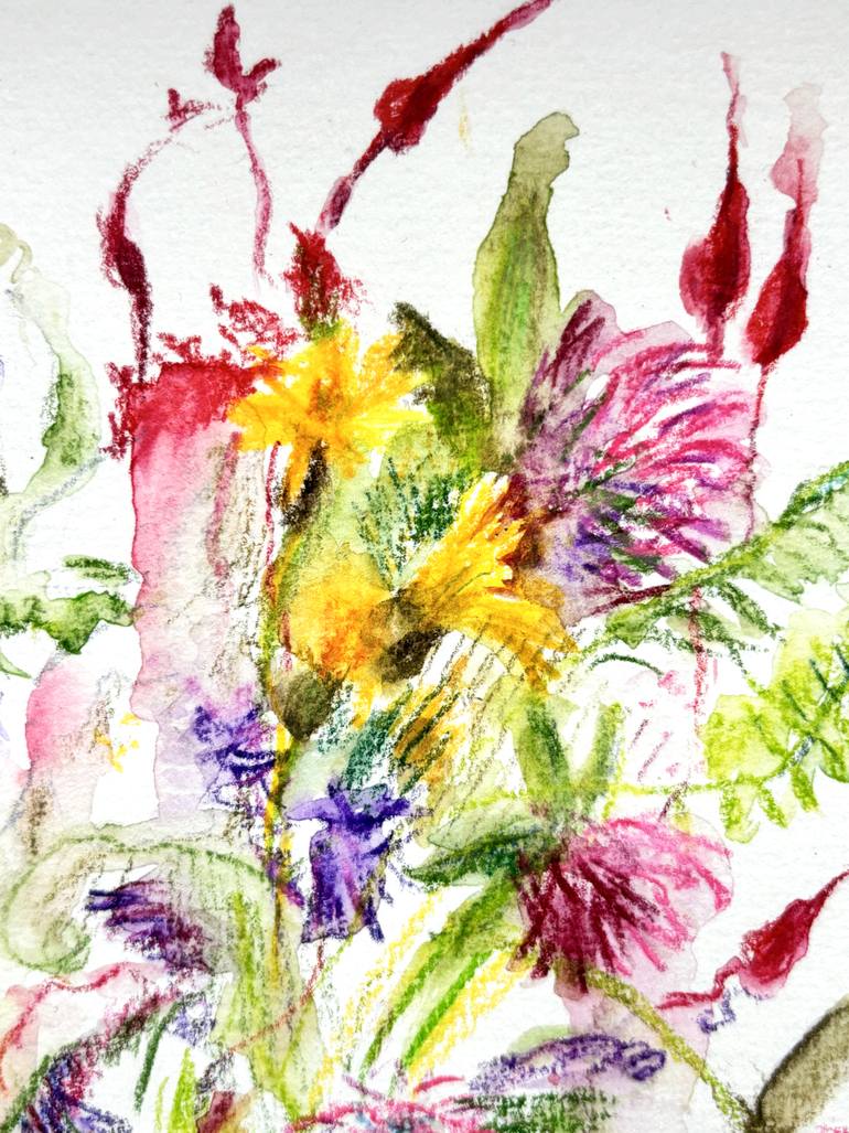 Original Abstract Expressionism Botanic Mixed Media by Olena Lykhodid