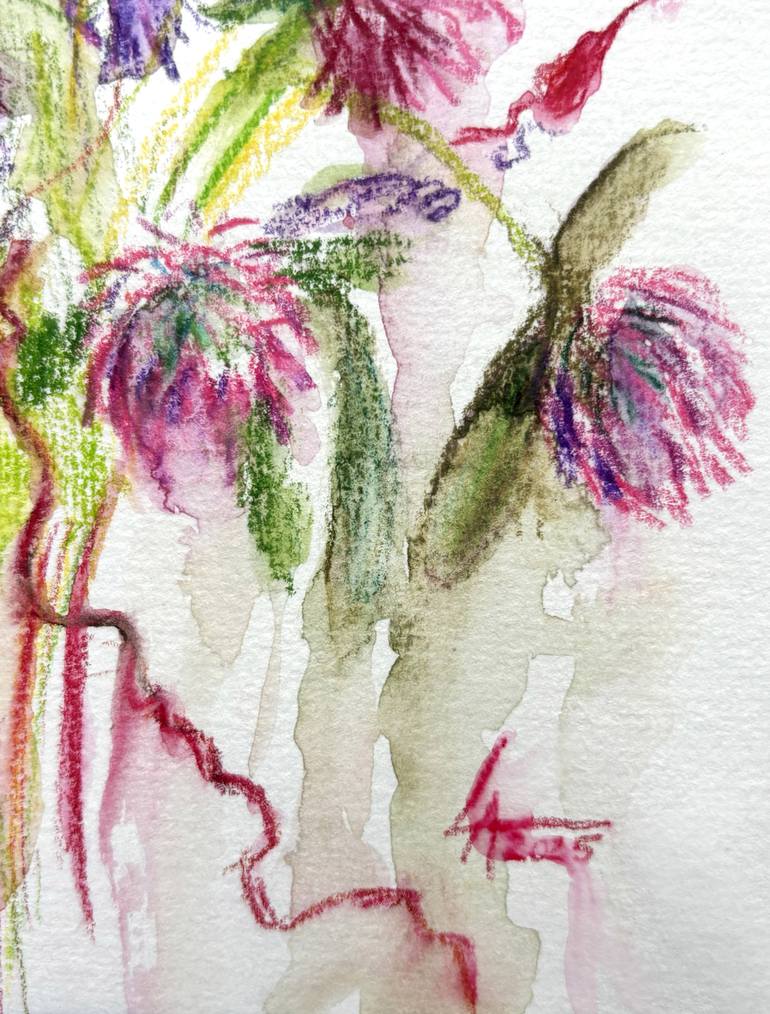 Original Abstract Expressionism Botanic Mixed Media by Olena Lykhodid