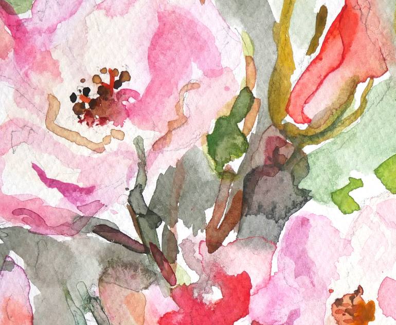 Original Abstract Expressionism Floral Painting by Olena Lykhodid