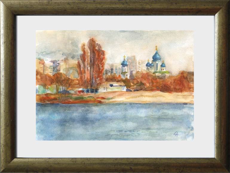 Original Illustration Landscape Painting by Olena Lykhodid