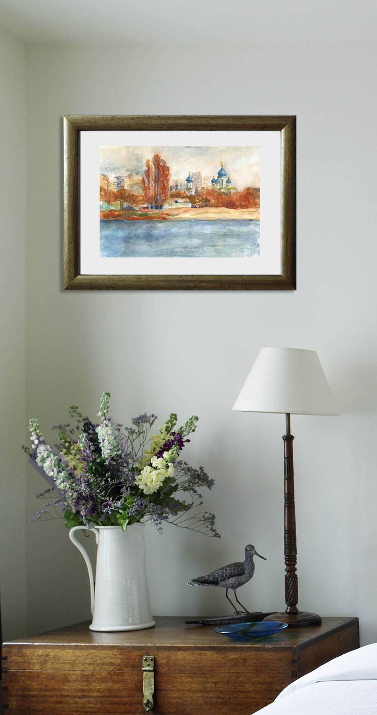 Original Illustration Landscape Painting by Olena Lykhodid