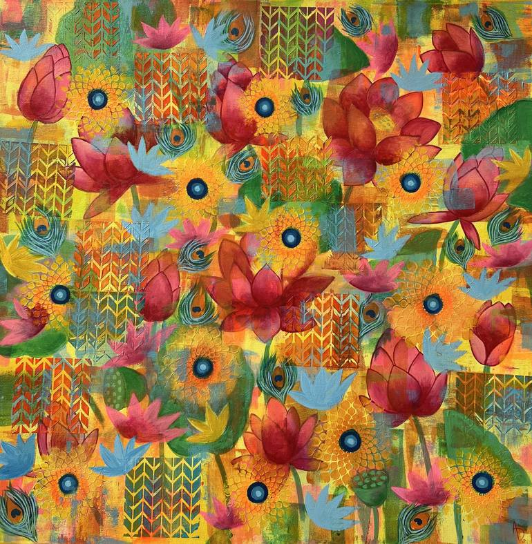 Original Contemporary Floral Paintings by Amita Dand