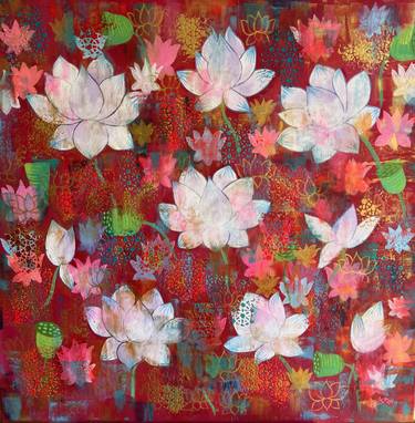 Original Abstract Expressionism Floral Paintings by Amita Dand
