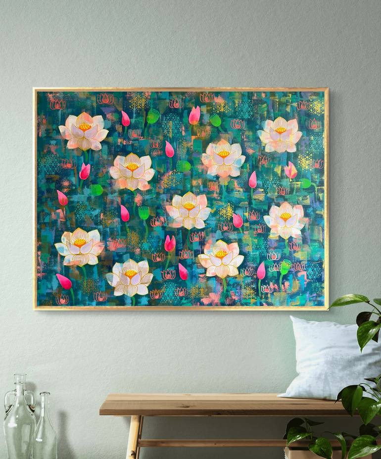 Original Abstract Floral Painting by Amita Dand