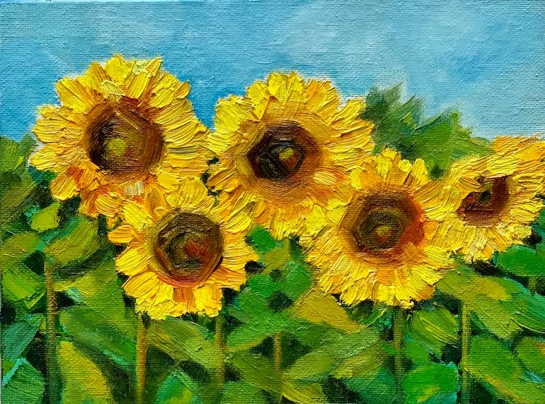 Sunflower fields Painting by Amita Dand | Saatchi Art