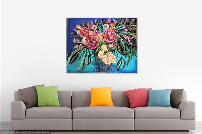 Original Abstract Floral Painting by Amita Dand