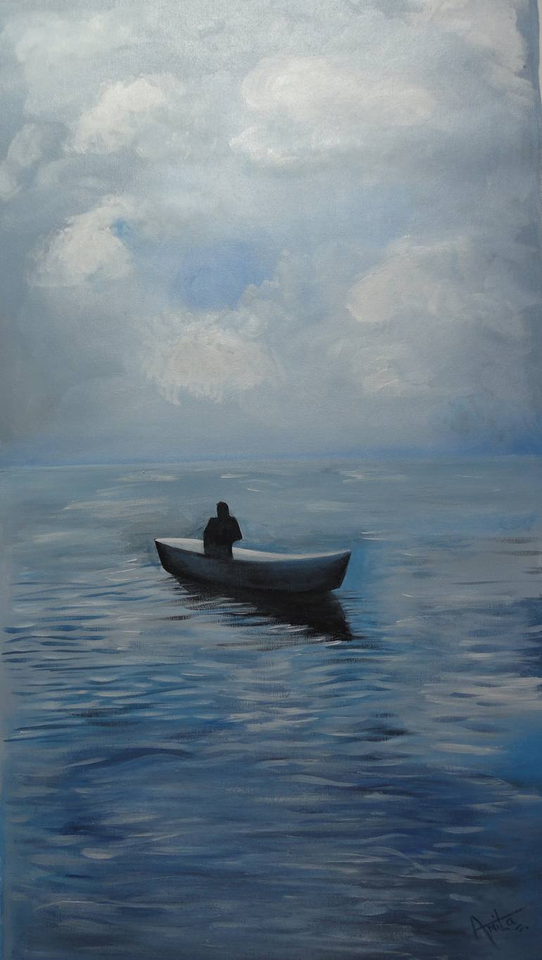 Ocean Art - Between the Sky and Ocean Painting by Amita Dand | Saatchi Art