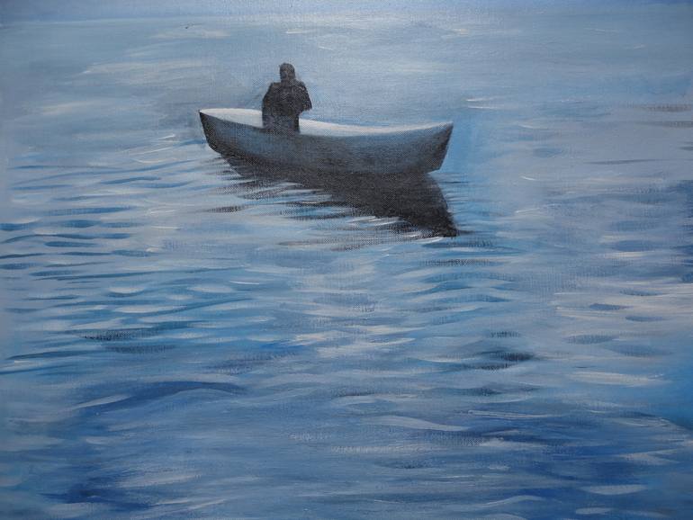 Ocean Art - Between the Sky and Ocean Painting by Amita Dand | Saatchi Art