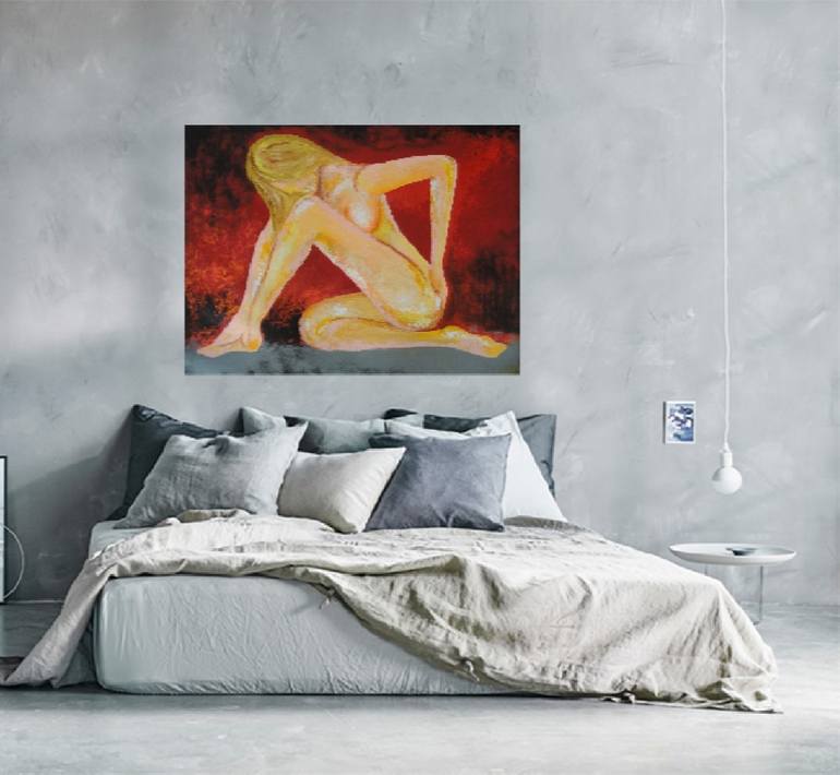 Original Abstract Expressionism Nude Painting by Amita Dand