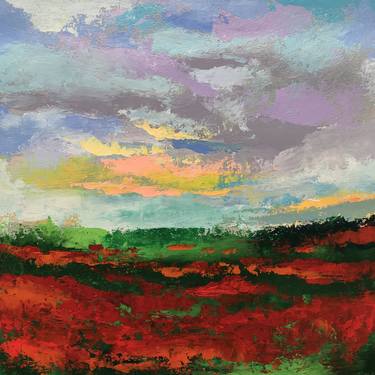 Red poppy field before storm ! Abstract impressionism thumb