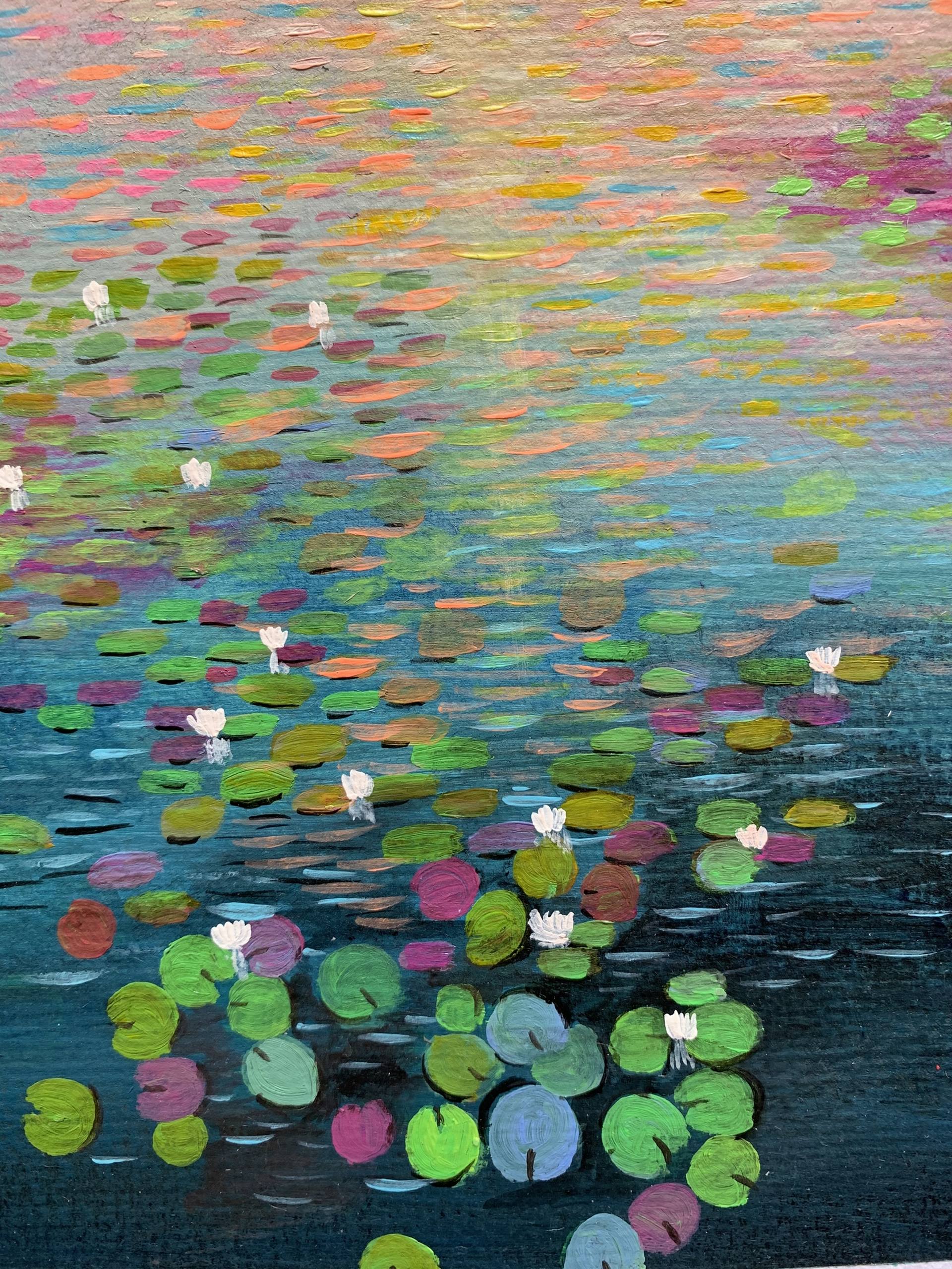 Water Lily Pond At Sunset 1 Size Painting On Paper Painting By Amita Dand Saatchi Art