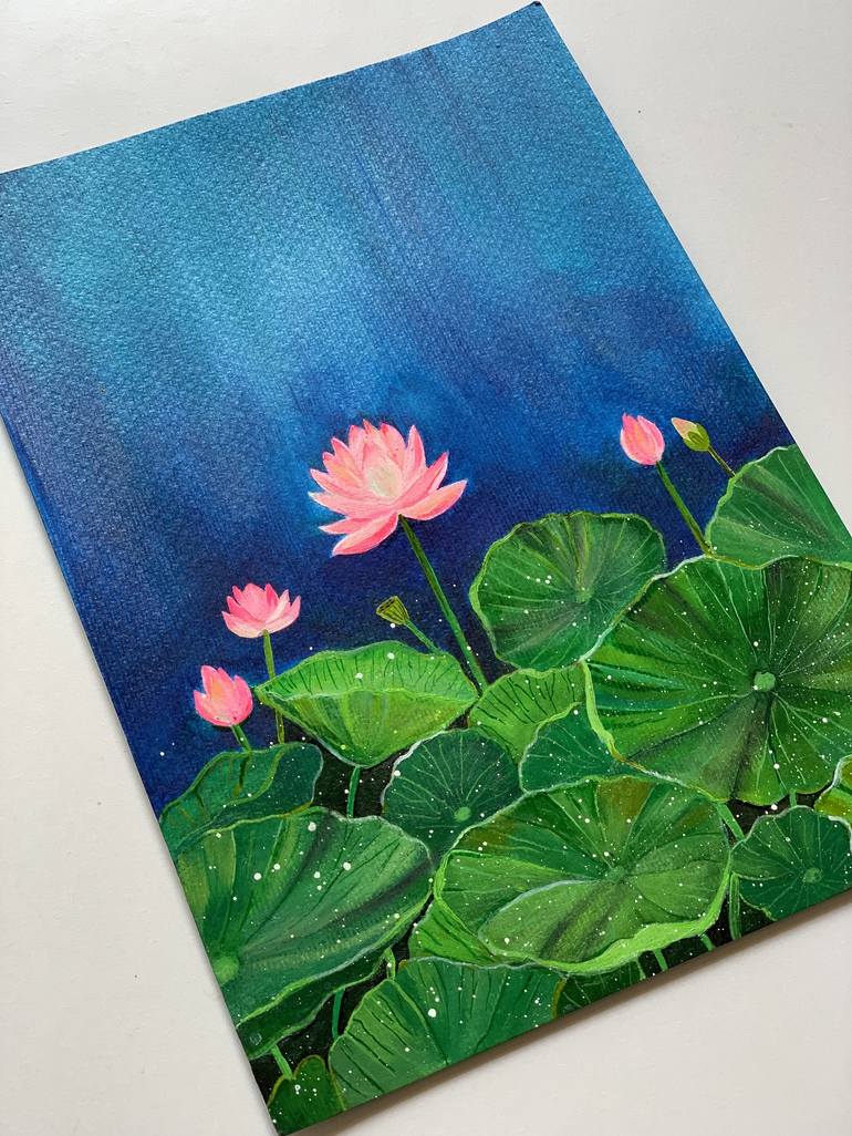 Original naive Floral Painting by Amita Dand