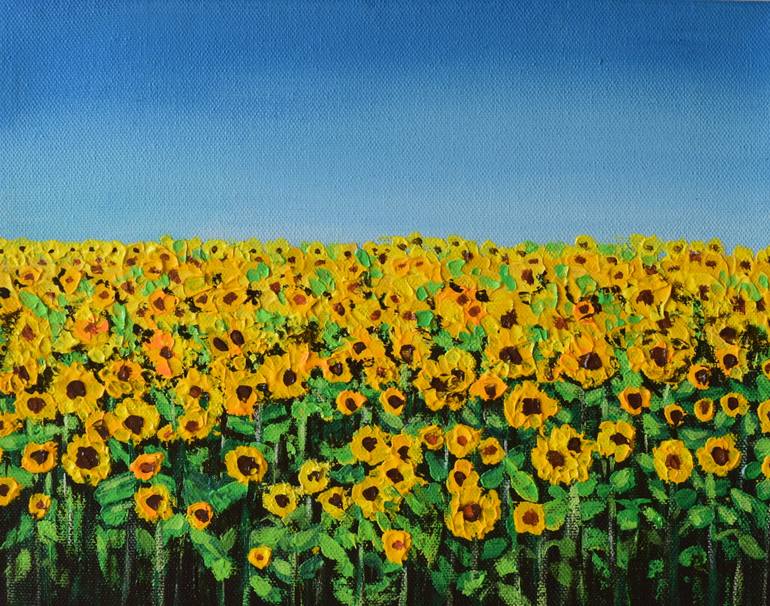 Sunflower Field Painting by Amita Dand