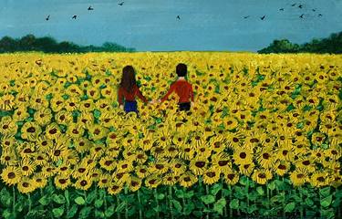 Sunflower Field Paintings Saatchi Art