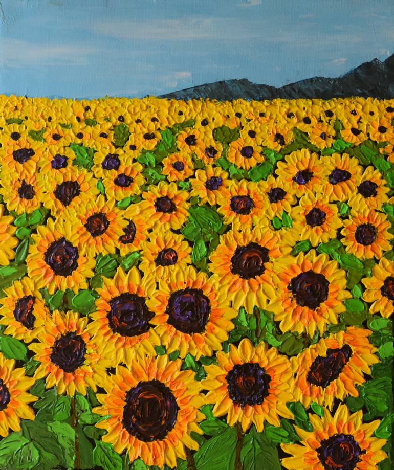 Sunflower Field Painting by Amita Dand  Saatchi Art