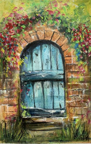 Old teal door ! Secret garden door thumb