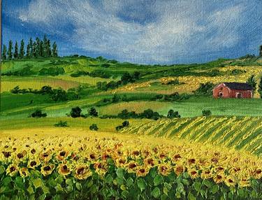 Tuscan sunflower fields thumb