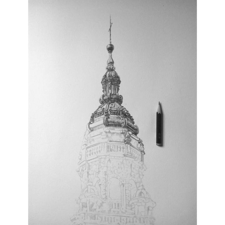 Original Figurative Architecture Drawing by Isabel Pazos