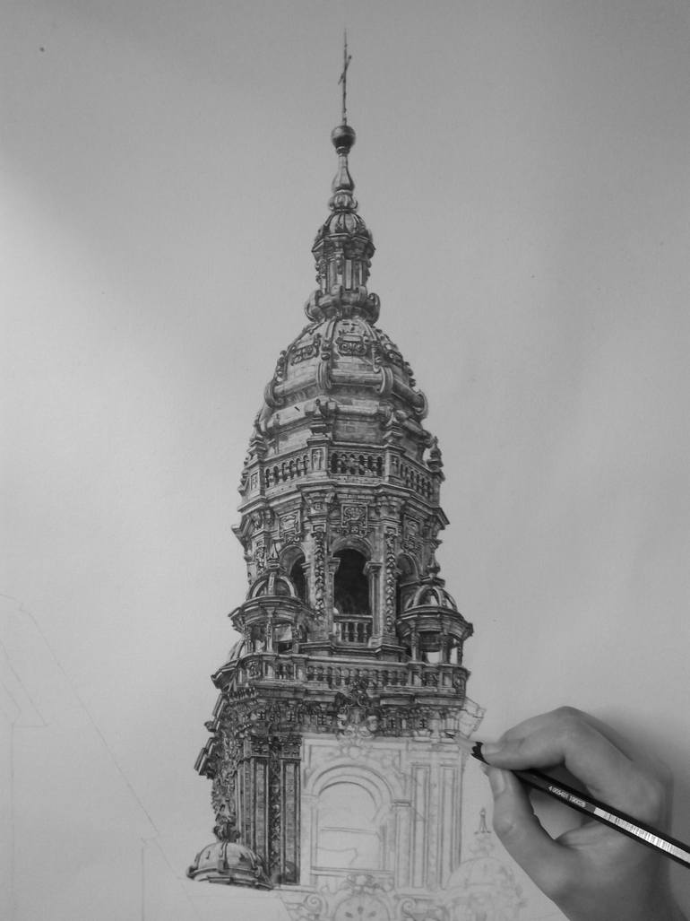 Original Figurative Architecture Drawing by Isabel Pazos