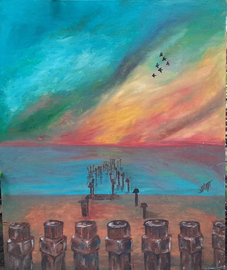 Original Modern Beach Painting by Aakanksha Dayma