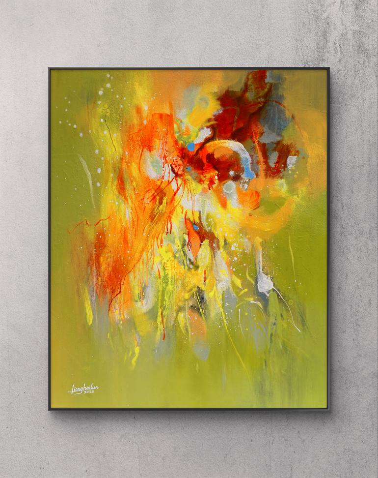 Original Abstract Expressionism Abstract Painting by Liang Hailun