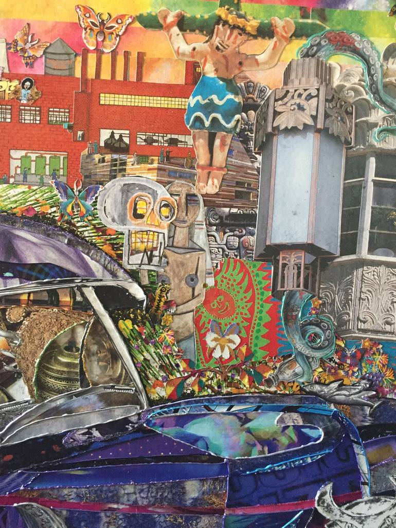 Original Figurative Automobile Collage by Moira Mcainsh