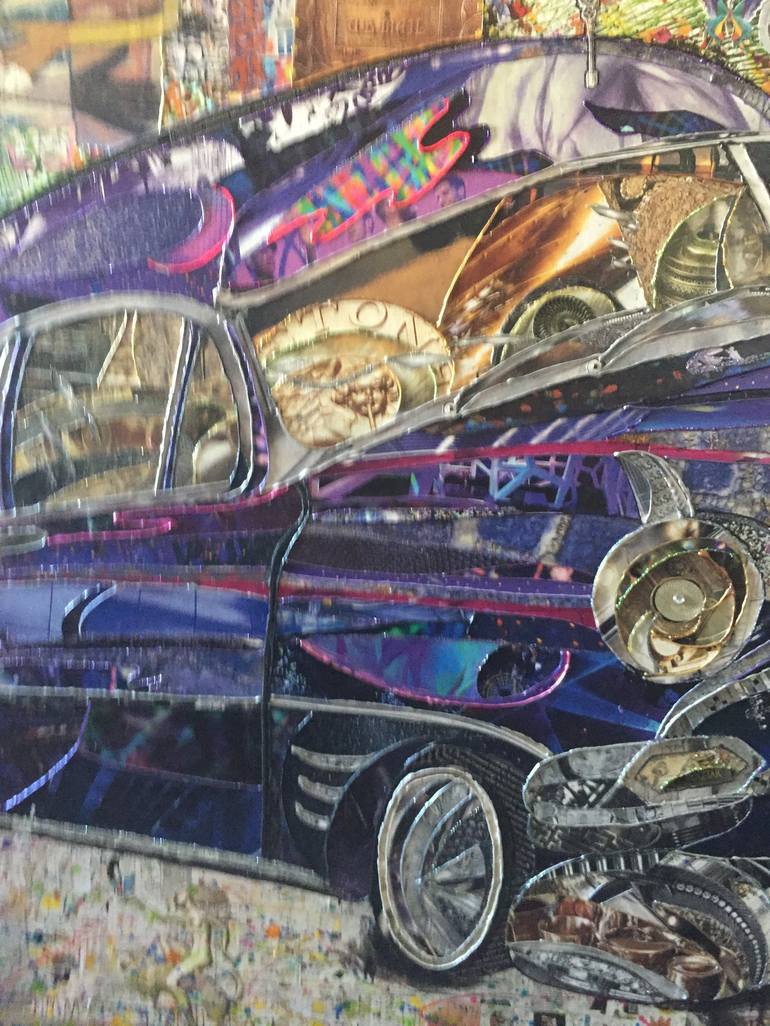 Original Figurative Automobile Collage by Moira Mcainsh