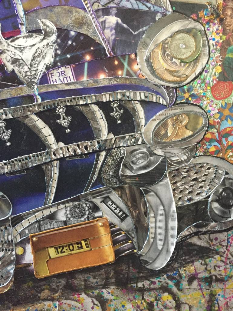 Original Figurative Automobile Collage by Moira Mcainsh
