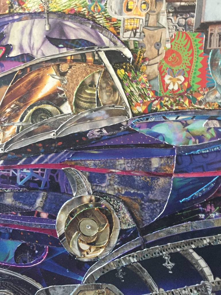 Original Figurative Automobile Collage by Moira Mcainsh