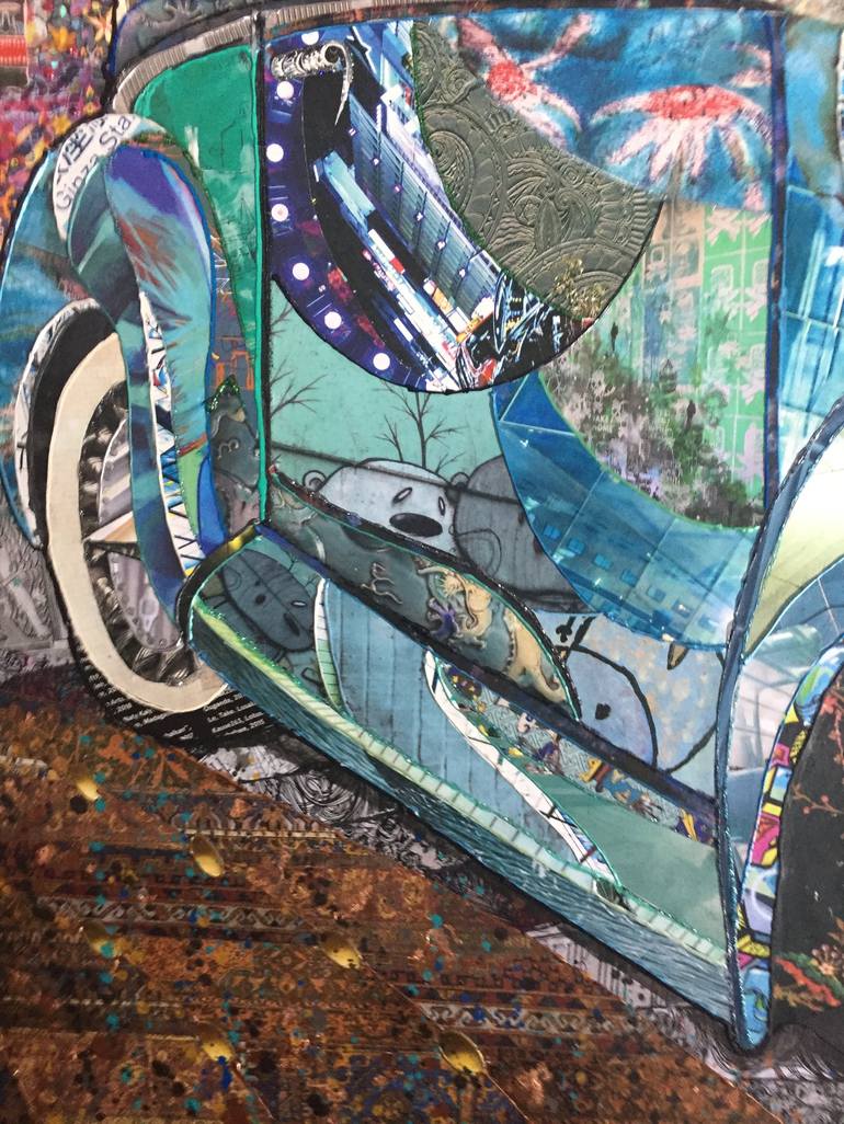 Original Figurative Automobile Collage by Moira McAinsh