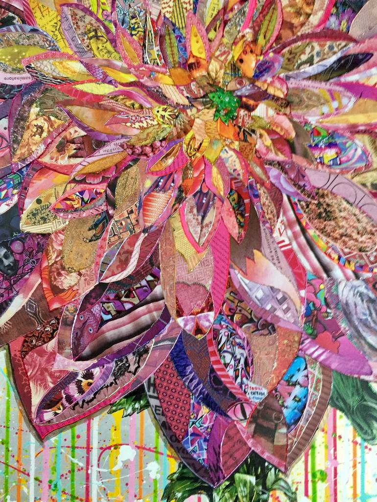 Original Figurative Floral Collage by Moira McAinsh