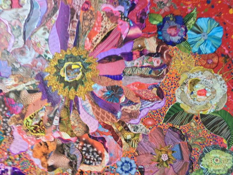 Original Figurative Floral Collage by Moira McAinsh