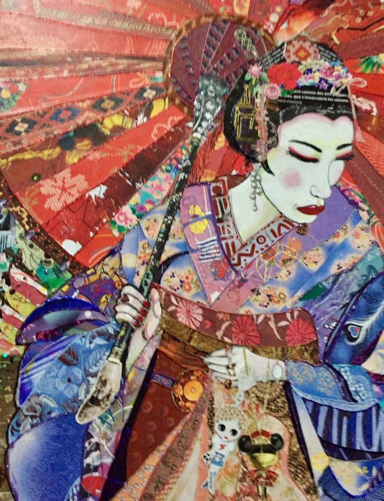 Chiko and the Three Geishas Collage by Moira McAinsh | Saatchi Art