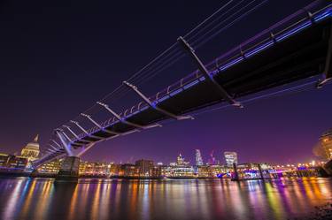 Millennium bridge at night London England Europe # 32 thumb