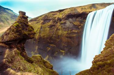 Troll face Skogafoss waterfall Iceland Europe thumb