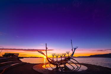 The Sun Voyager Sunset Reykjavik Iceland thumb