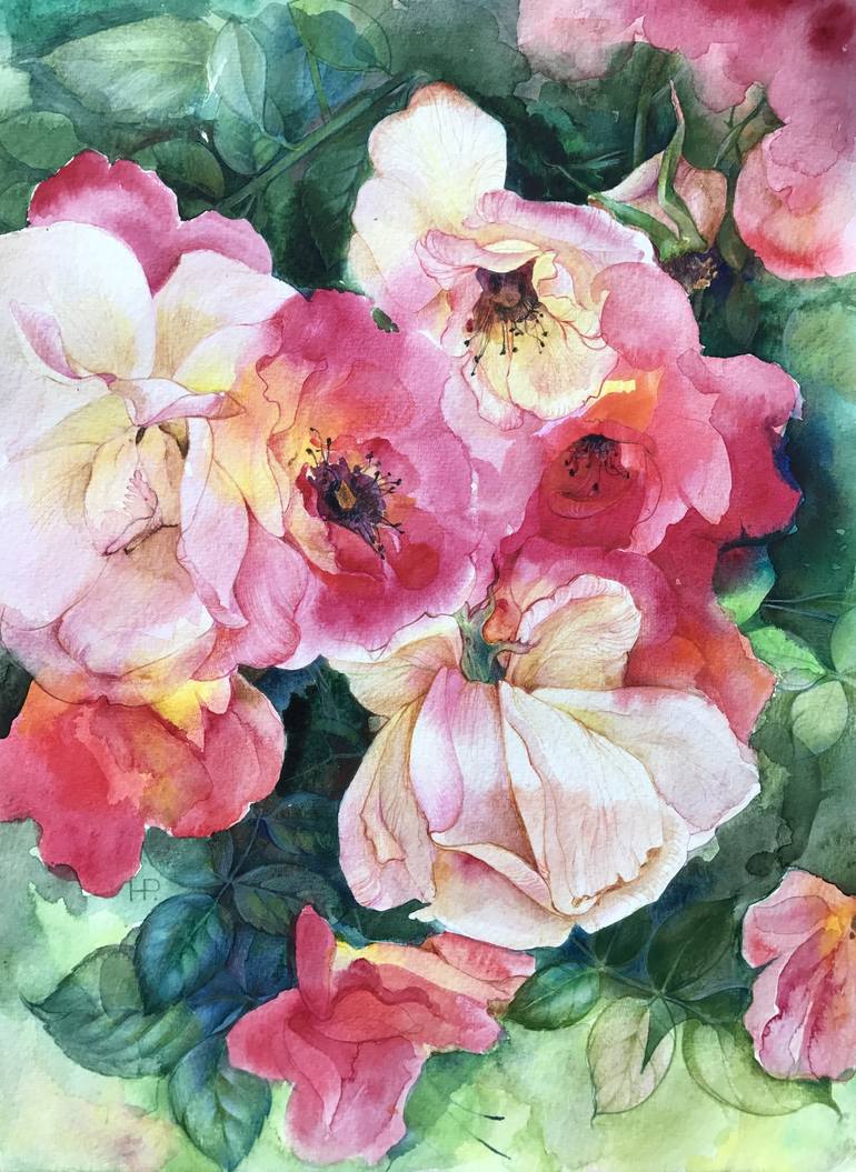 The Garden of Roses Painting by Natasha Rumyantseva | Saatchi Art