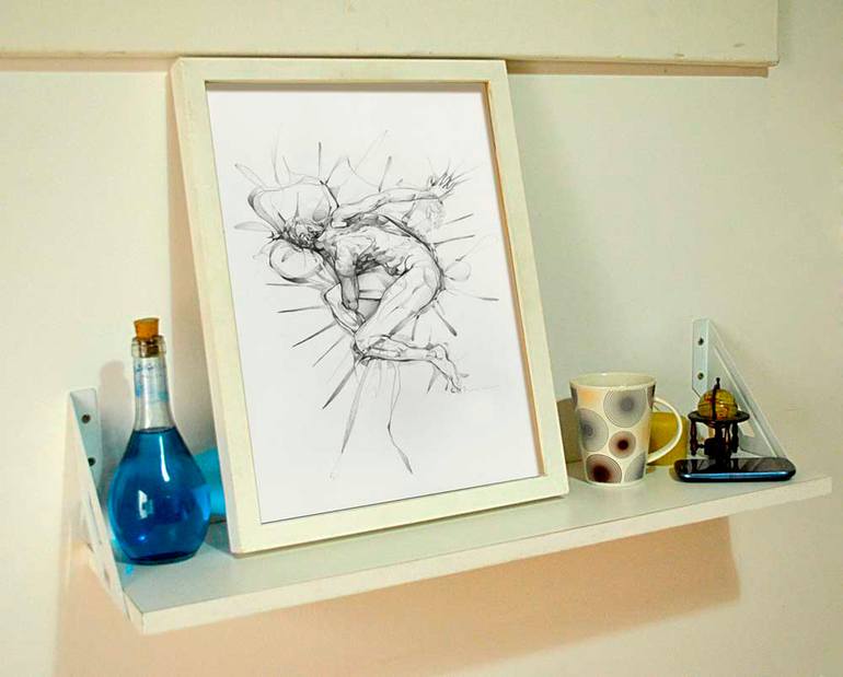 Original Expressionism Nude Drawing by Juan Nacht