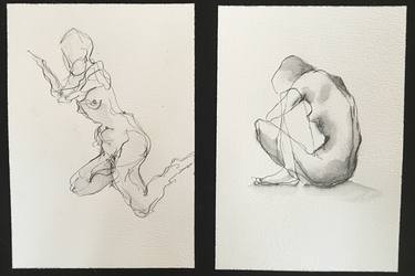 Original Abstract Nude Drawings by EKR Schlegel