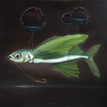 Print of Surrealism Fish Paintings by Pat Kefalas