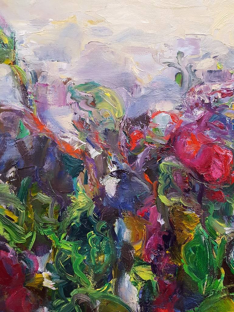 Original Abstract Expressionism Botanic Painting by Dorina Hoffer