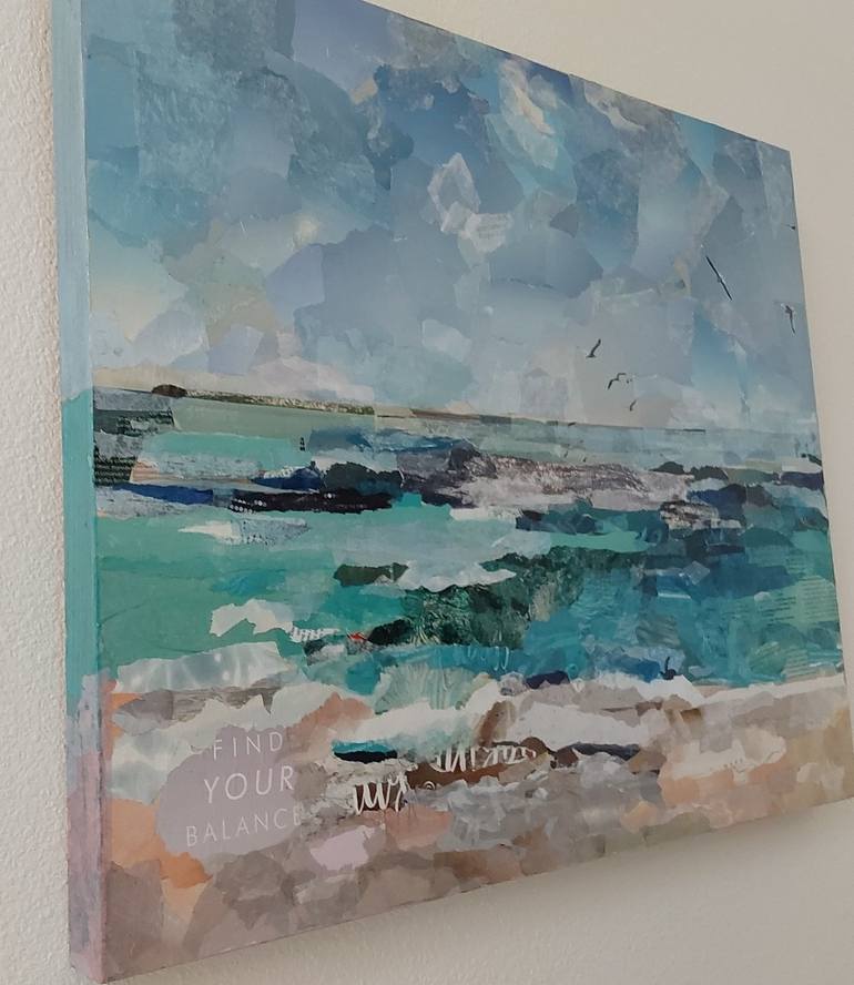 Original Abstract Expressionism Seascape Collage by Dorina Hoffer