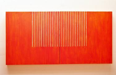 Saatchi Art Artist Krystyna Borkowska; Paintings, “Orange Silver Square, diptych” #art