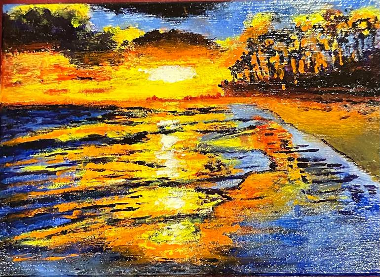 Original Expressionism Seascape Painting by Marie T Harris