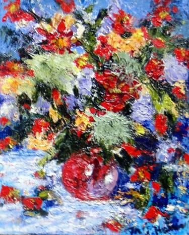 Original Abstract Expressionism Floral Paintings by Marie T Harris