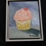 This is one of the three paintings in the artist's food series.  She purchased the pumpkin cupcake, painted it and gave it to her grandchildren to enjoy.  She hopes the viewers will also enjoy looking at this painting as much as she had painting it.  It was painted on a 10 x 8 wraparound canvas.  She enhansed it by framing it in a black floater frame.